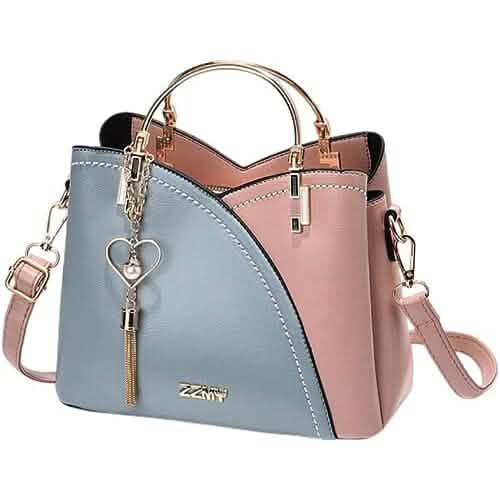 Color Block Satchel Bag with Metal Tassel Decor and Crossbody Strap by DailySale