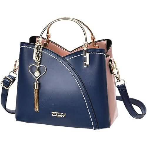Color Block Satchel Bag with Metal Tassel Decor and Crossbody Strap by DailySale