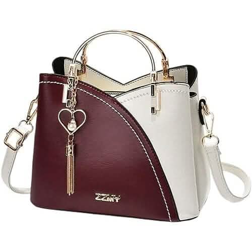 Color Block Satchel Bag with Metal Tassel Decor and Crossbody Strap by DailySale