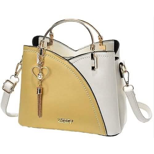 Color Block Satchel Bag with Metal Tassel Decor and Crossbody Strap by DailySale