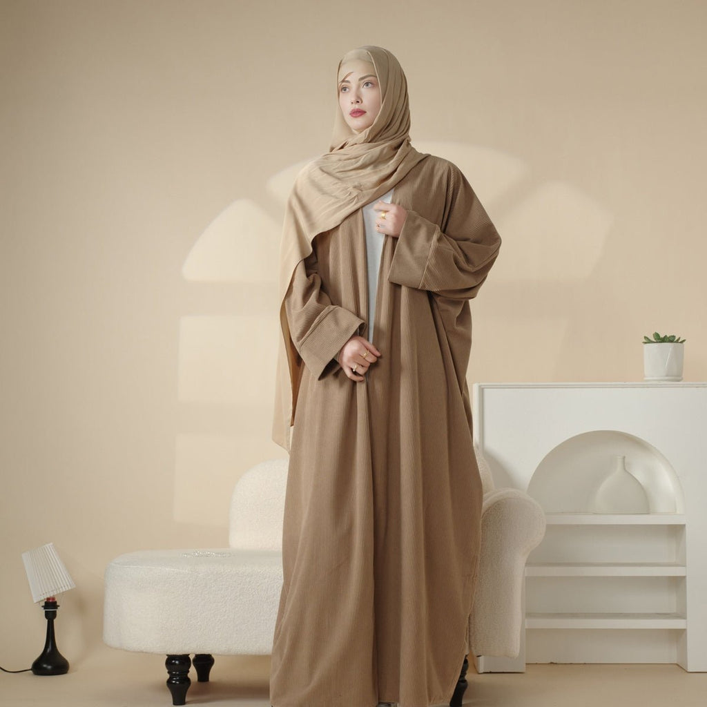 Corduroy Cardigan Open Abaya (MOA028) by Mariam's Collection