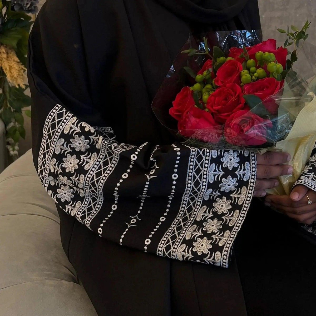 Cotton Embroidery Cardigan Open Abaya (MOA035) by Mariam's Collection