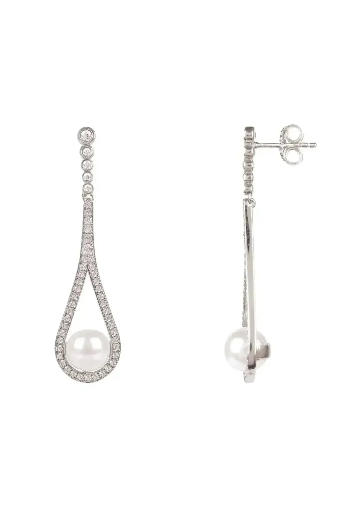 Latelita Cradled Pearl Drop Earrings Silver | Femstylo by Femstylo