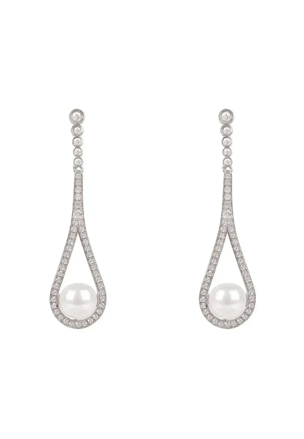 Latelita Cradled Pearl Drop Earrings Silver | Femstylo by Femstylo