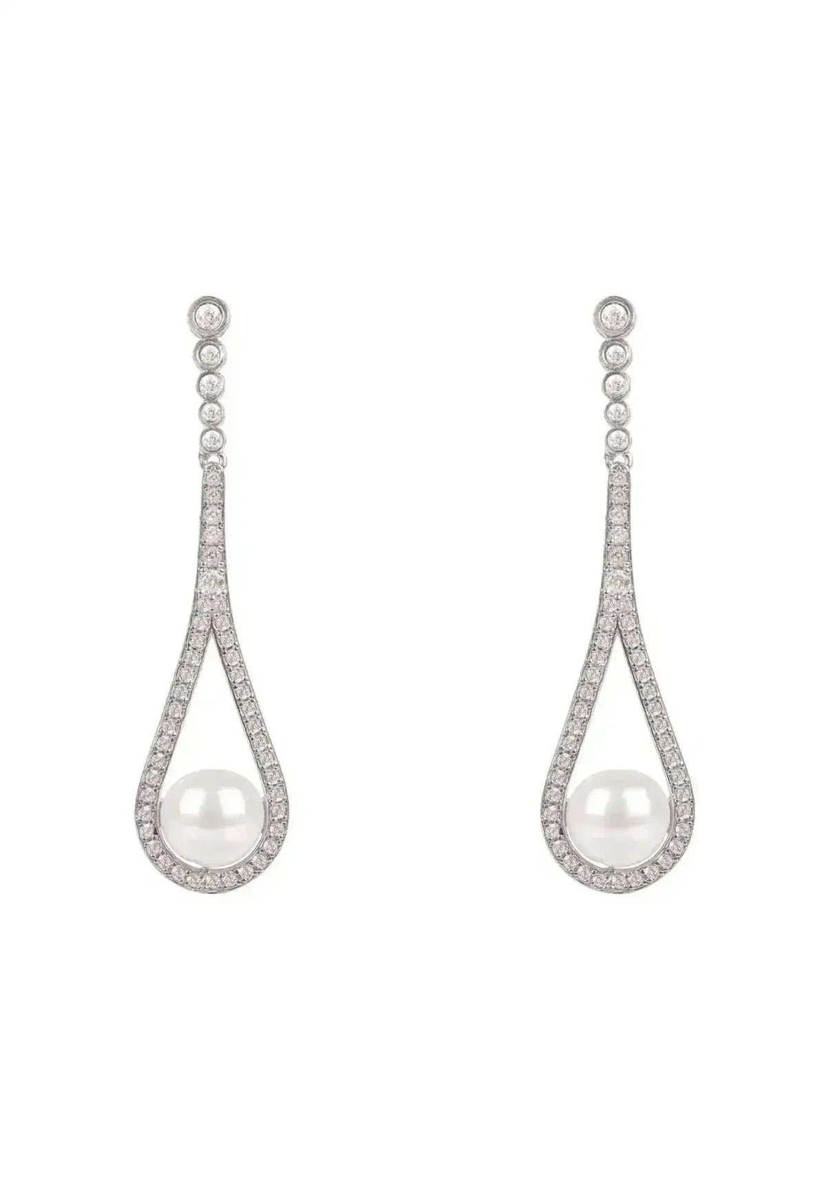 Latelita Cradled Pearl Drop Earrings Silver | Femstylo by Femstylo