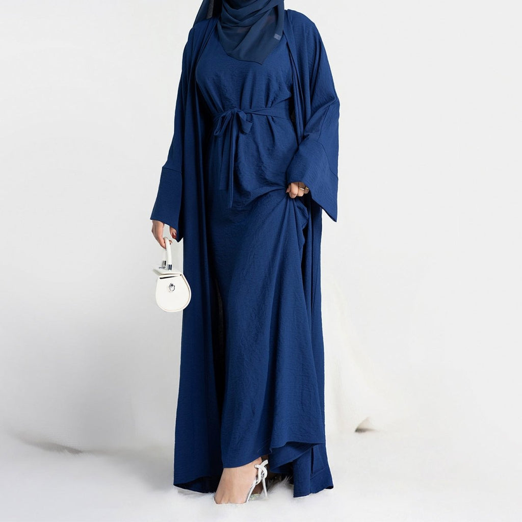 Crepe Pocket Open Abaya 3-Piece Set (MA002) by Mariam's Collection