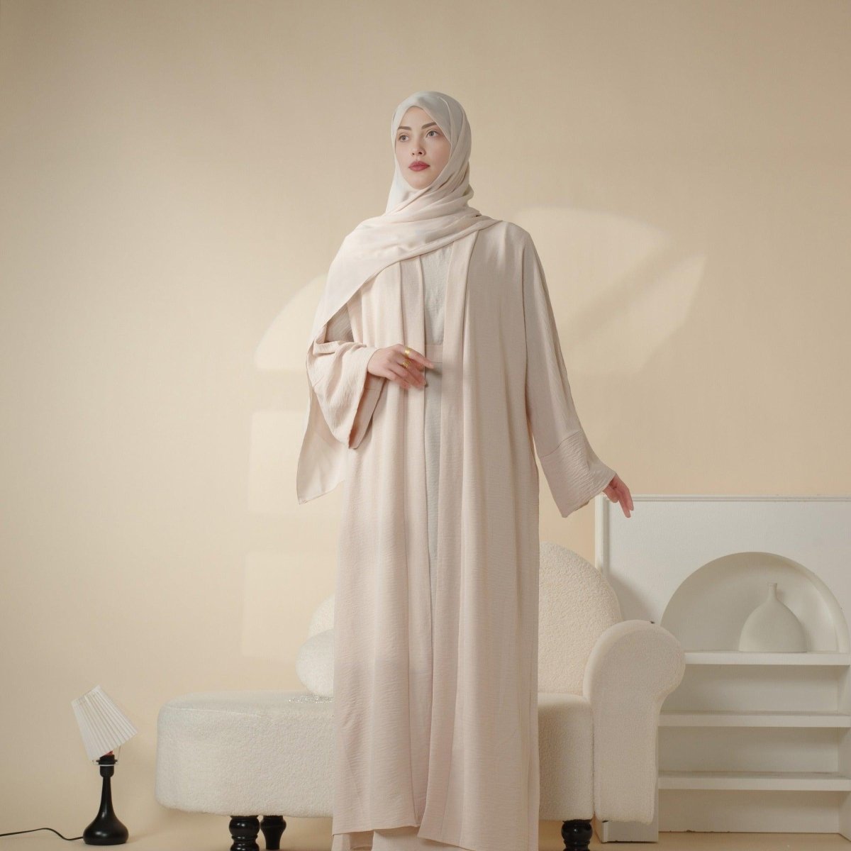Crepe Pocket Open Abaya 3-Piece Set (MA002) by Mariam's Collection