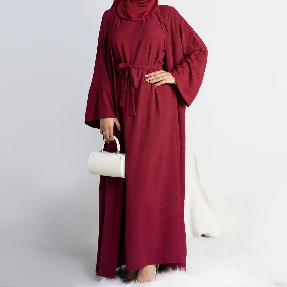 Crepe Pocket Open Abaya 3-Piece Set (MA002) by Mariam's Collection