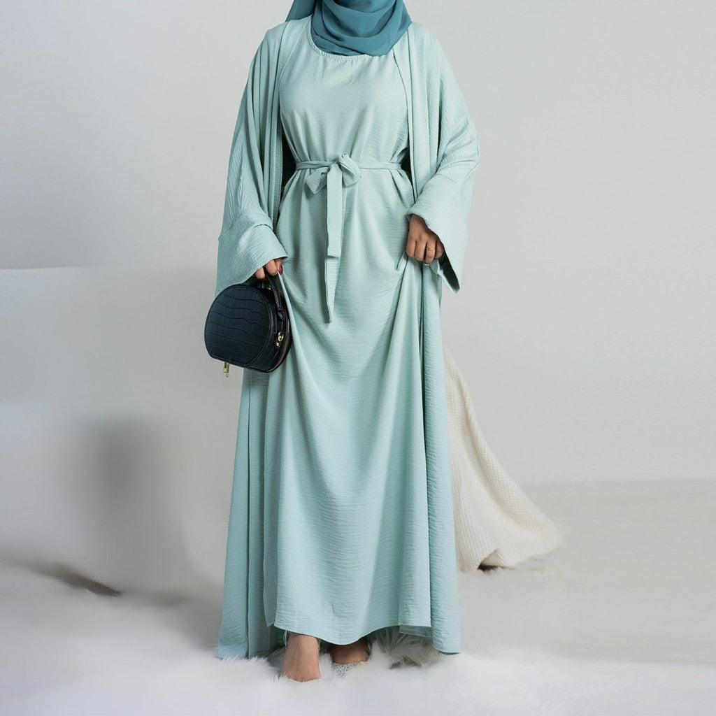 Crepe Pocket Open Abaya 3-Piece Set (MA002) by Mariam's Collection