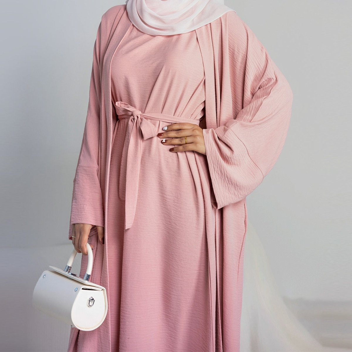 Crepe Pocket Open Abaya 3-Piece Set (MA002) by Mariam's Collection