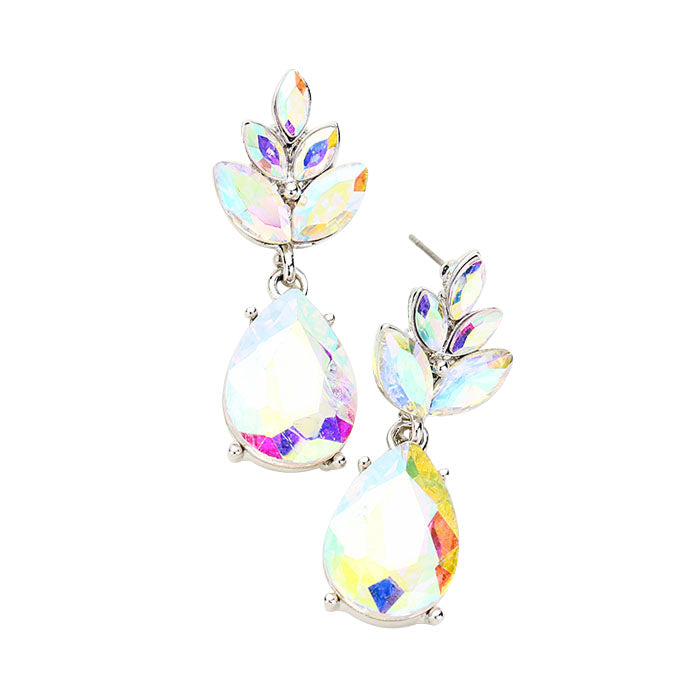 Crystal Teardrop Cluster Vine Evening Earrings by Madeline Love