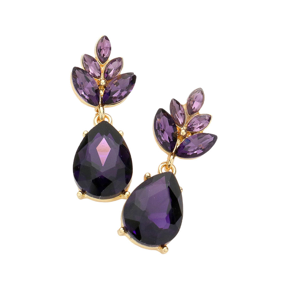 Crystal Teardrop Cluster Vine Evening Earrings by Madeline Love