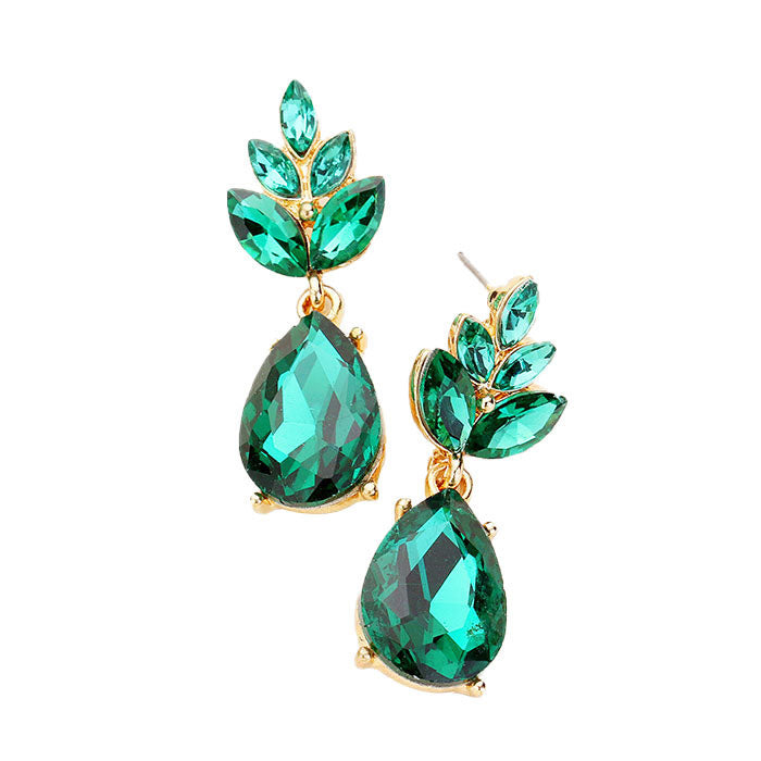 Crystal Teardrop Cluster Vine Evening Earrings by Madeline Love