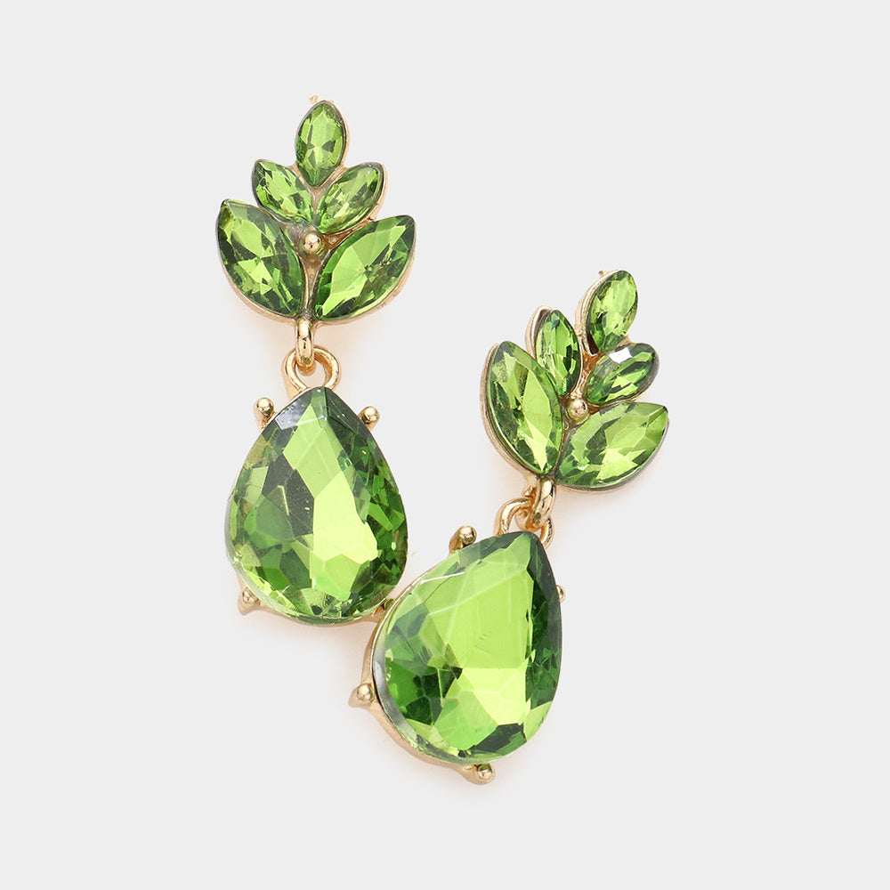 Crystal Teardrop Cluster Vine Evening Earrings by Madeline Love