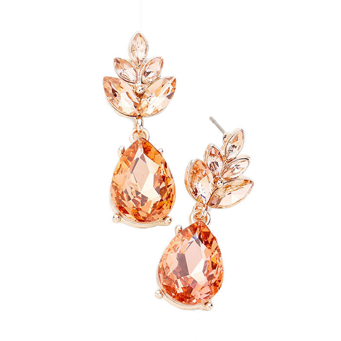 Crystal Teardrop Cluster Vine Evening Earrings by Madeline Love