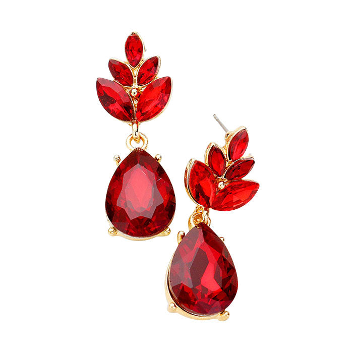 Crystal Teardrop Cluster Vine Evening Earrings by Madeline Love
