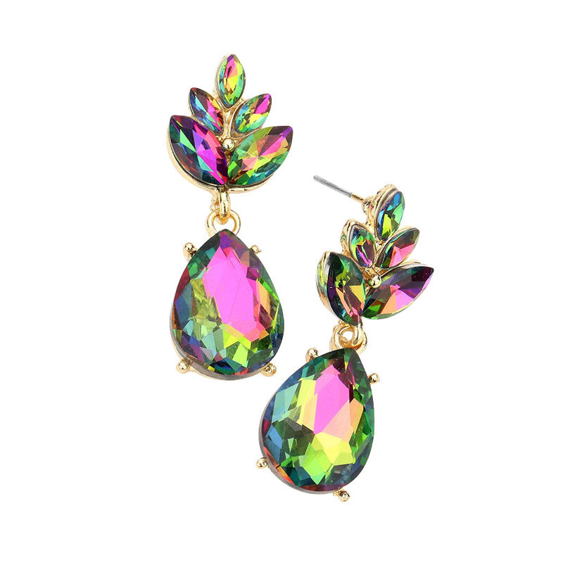 Crystal Teardrop Cluster Vine Evening Earrings by Madeline Love