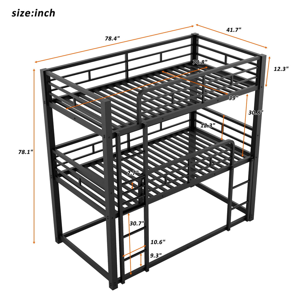 Triple Bunk Bed With Sturdy Construction And Space Saving Design by Unique Piece Furniture