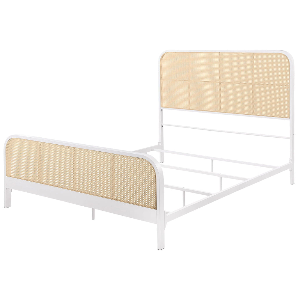 Lanewood Open Cane Webbing Metal Queen Bed White by Unique Piece Furniture