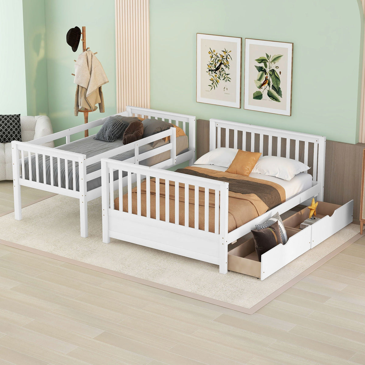 Bunk Bed With Ladders And 2 Storage Drawers by Unique Piece Furniture