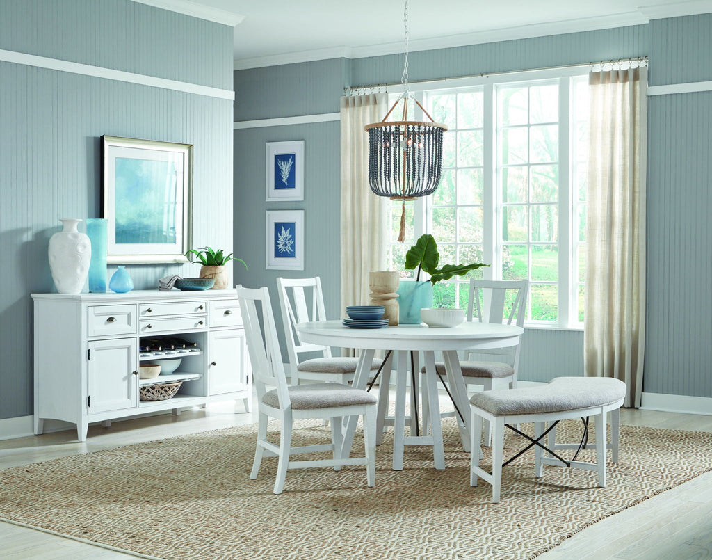 Heron Cove - Curved Bench With Upholstered Seat - Chalk White by Unique Piece Furniture