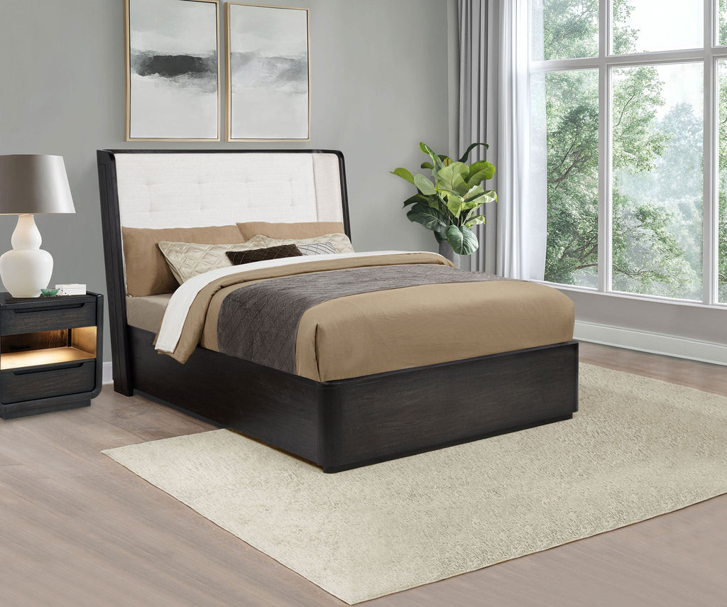 Leandro 55-inch Queen Wingback Bed Burnished Black by Unique Piece Furniture