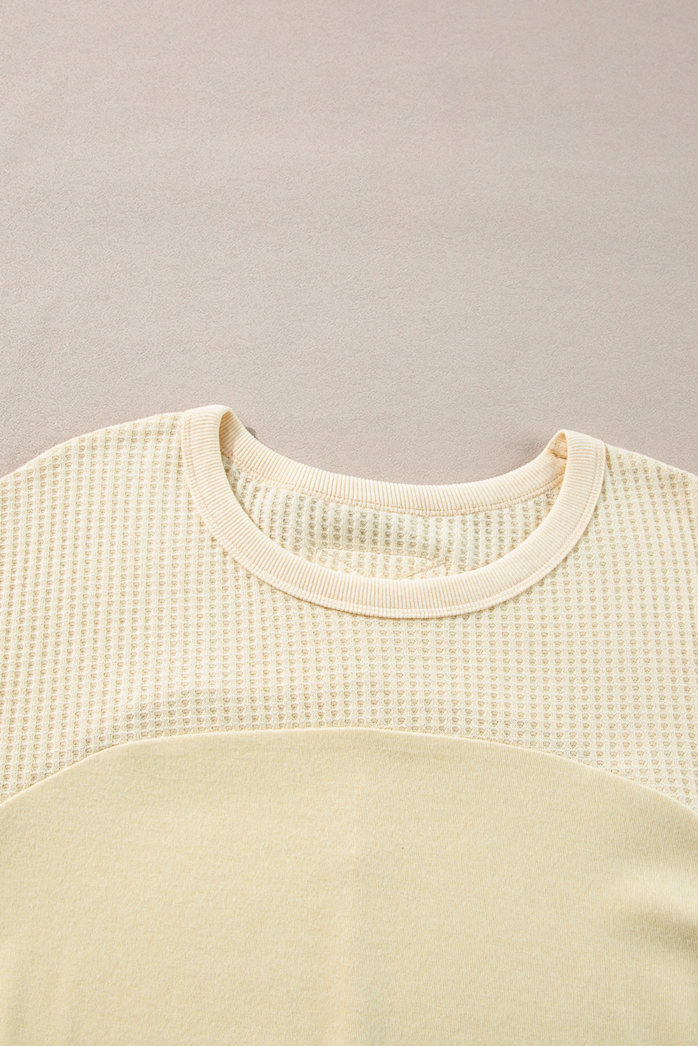 Beige Thermal Knit Patchwork Exposed Seam Long Sleeve Top by Dear-Lover Dropshipping