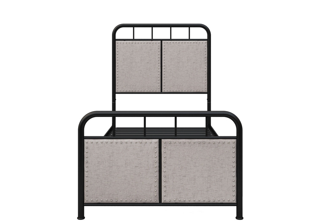 Twin Size Linen Upholstered Platform Metal Bed Frame With Fabric Headboard And Footboard - Brown by Unique Piece Furniture