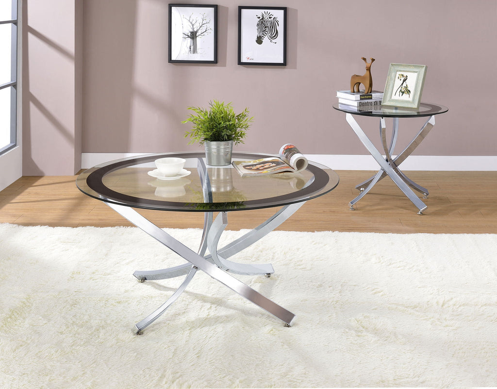 Brooke 2-piece Round Coffee and End Table Set Chrome by Unique Piece Furniture