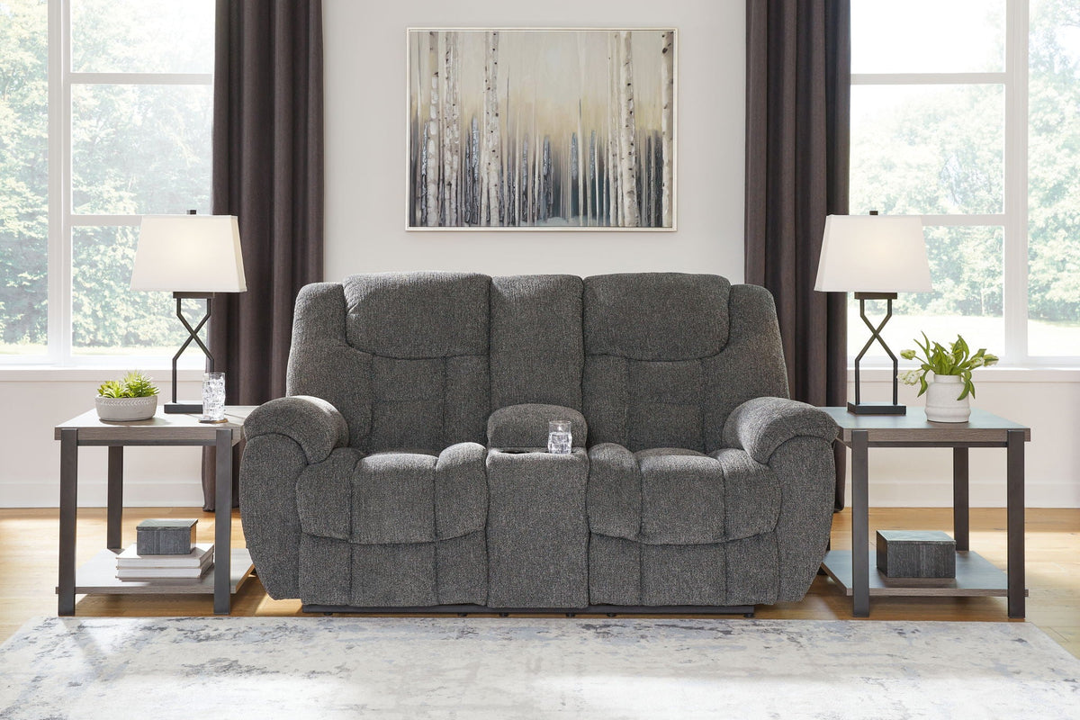 Foreside - Dbl Reclining Loveseat with Console - Charcoal by Unique Piece Furniture
