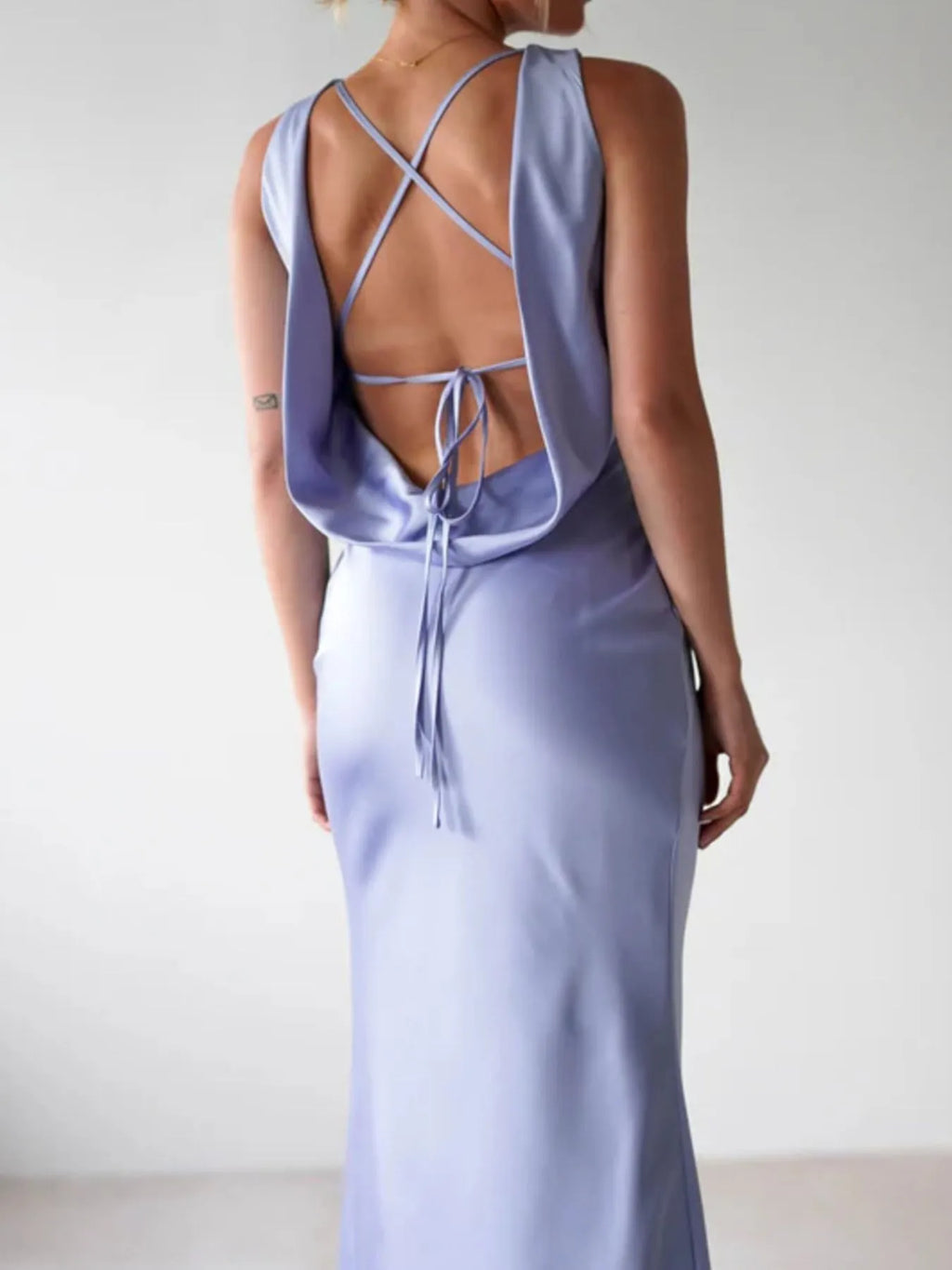 Satin Sleeveless Maxi Dress by Shopiebay