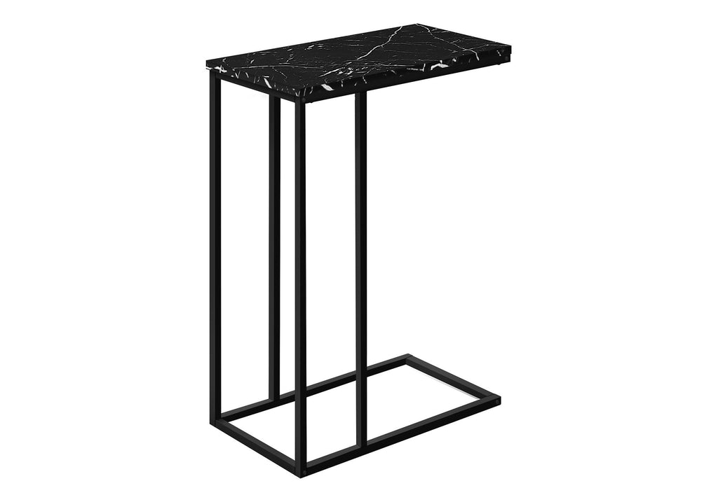 Accent Table, C - Shaped, Marble Look Modern Design - Black by Unique Piece Furniture