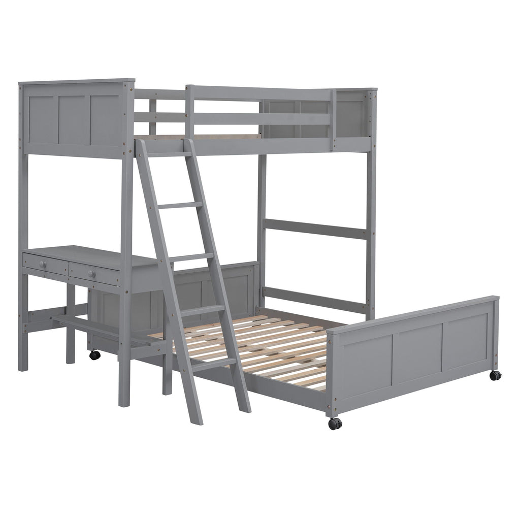 Full Over Full Bunk Bed With Desk by Unique Piece Furniture