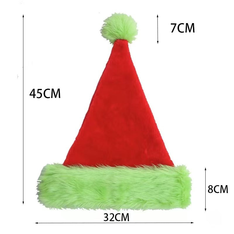 Fluorescent Green Decorative Red Suede Double Layer Christmas Hat by FitiqueFit
