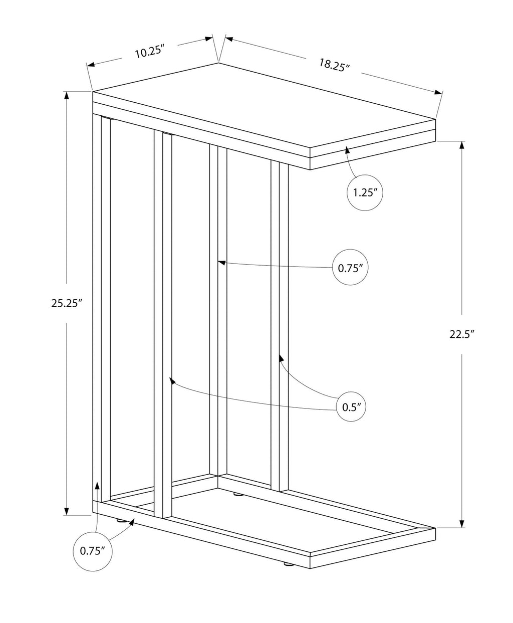 C-Shaped Accent Table For Living Room by Unique Piece Furniture