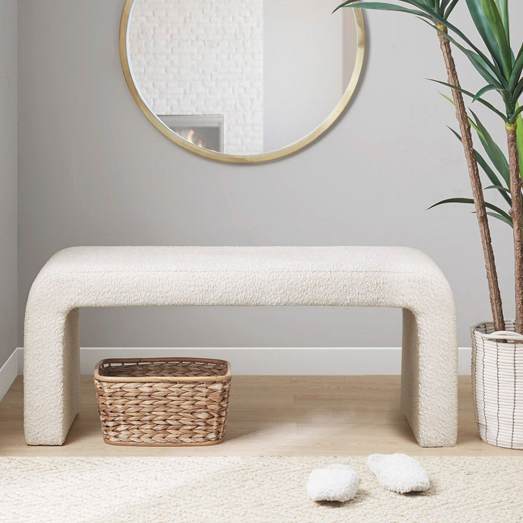 Modern Contemporary Boucle Waterfall Bench by Unique Piece Furniture
