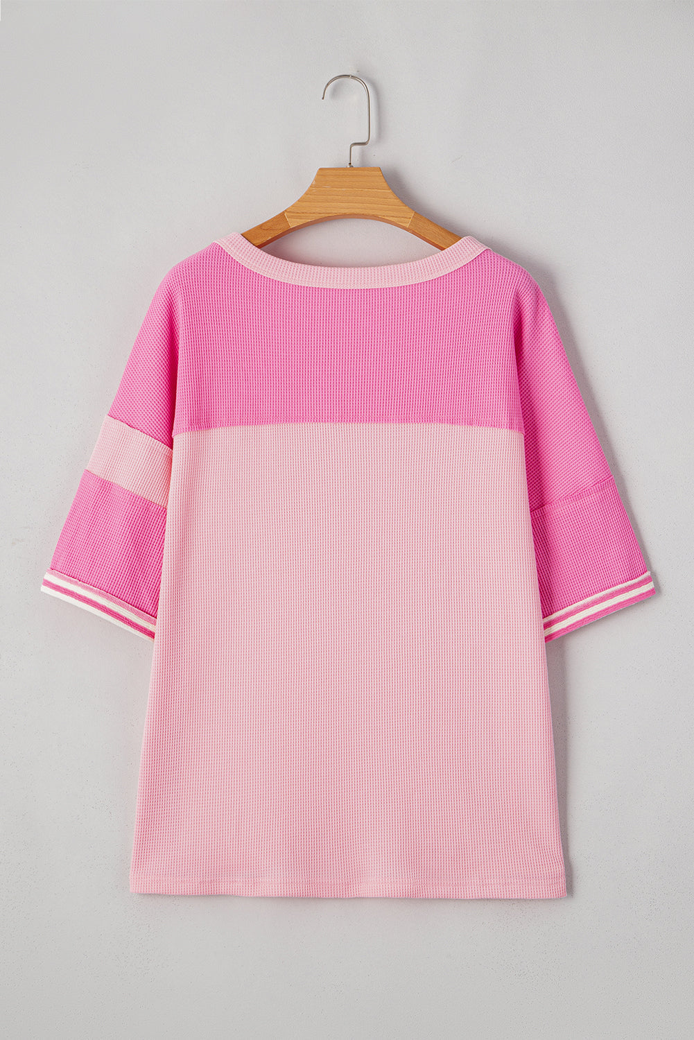 Pink Stripe Waffle Patchwork Loose T-Shirt by Wild and Free Boutique