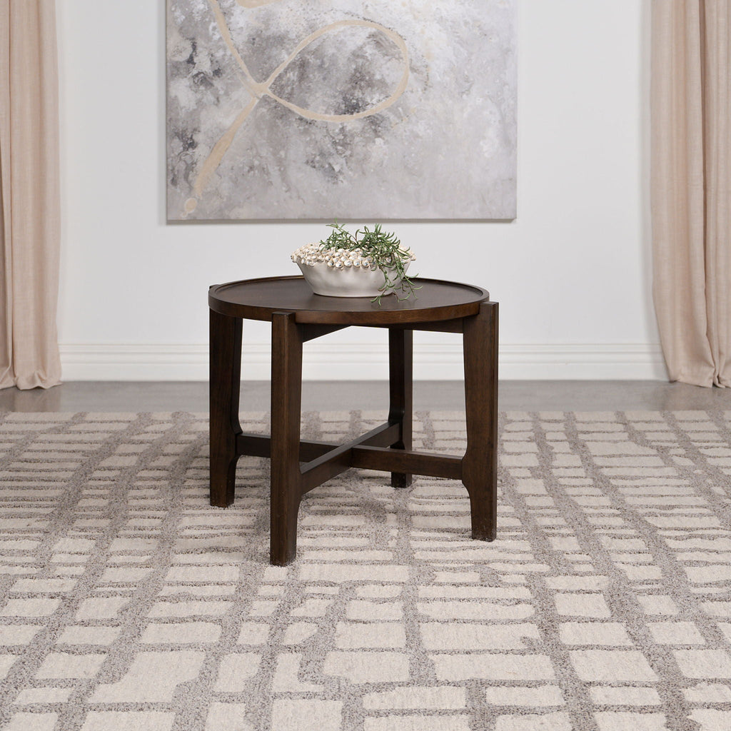 Cota Round Solid Wood End Table Dark Brown by Unique Piece Furniture