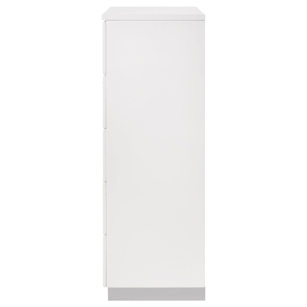 Felicity 5-drawer Bedroom Chest White High Gloss by Unique Piece Furniture