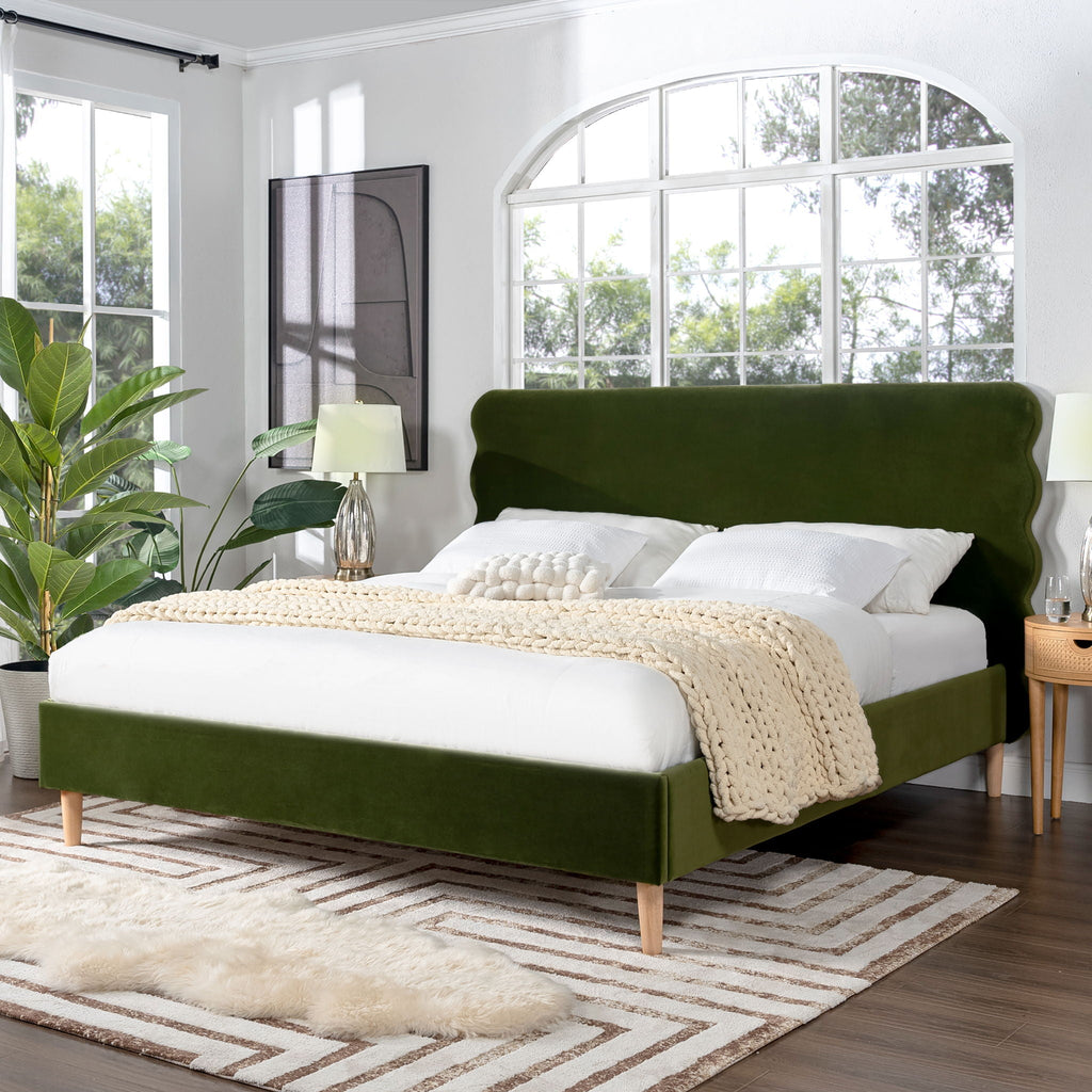 Stockholm - Modern Wavy Headboard Platform Bed by Unique Piece Furniture