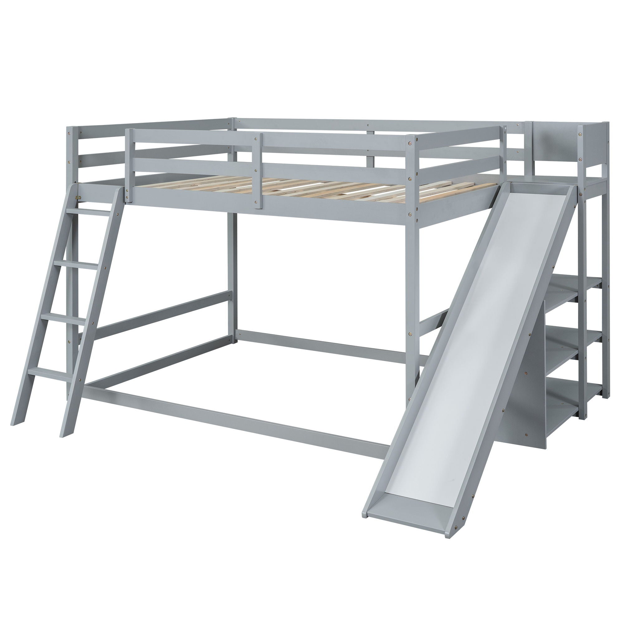 Bunk Bed With Ladder, Slide, And Shelves Pine Wood by Unique Piece Furniture