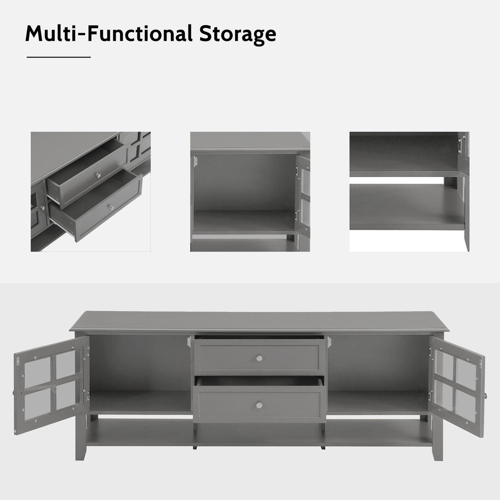 TV Stand, Entertainment Center With Dual Drawers And Hidden Storage, Cabinet With Soft Closing Doors And Sleek Panel Design by Unique Piece Furniture