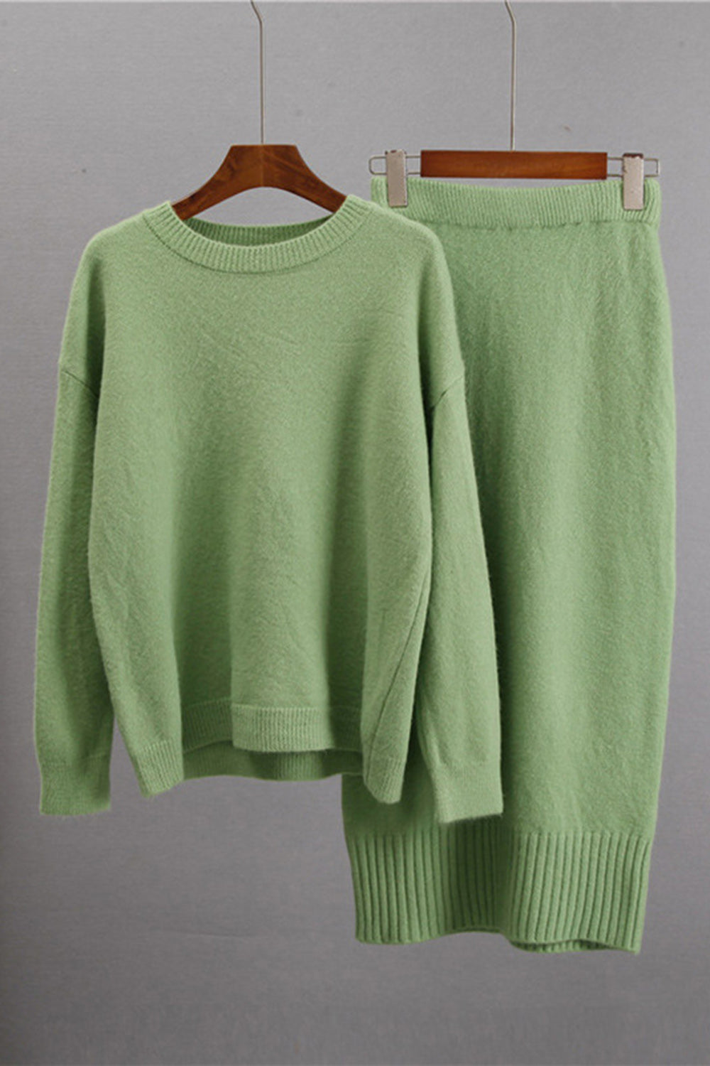 Round Neck Dropped Shoulder Top and Skirt Sweater Set by Wild and Free Boutique