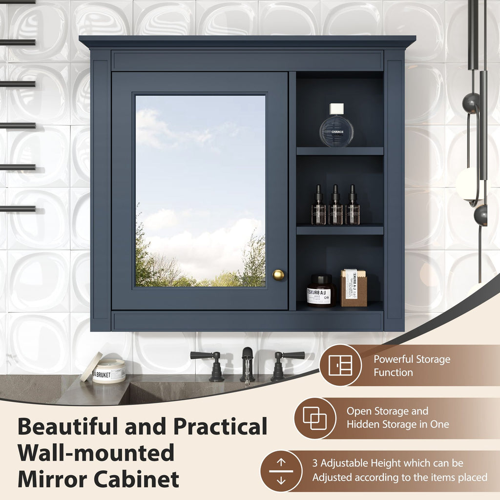Wall Mounted Medicine Cabinet With Mirror And 3 Open Shelves by Unique Piece Furniture