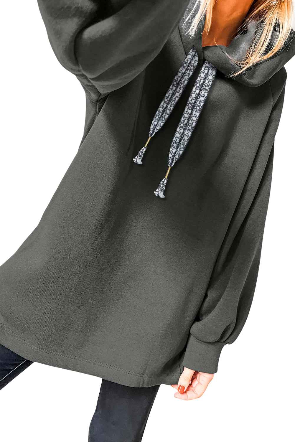 Raglan Sleeve Drawstring Hooded Tunic Sweatshirt by Wild and Free Boutique