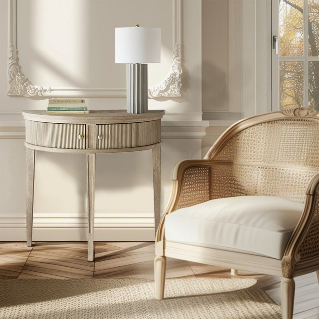 Vintage Inspired Storage Console Table With Fluted Doors by Unique Piece Furniture