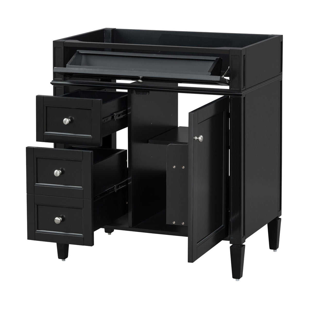Bathroom Vanity With 2 Drawers And Tip-Out Drawer, Storage Cabinet by Unique Piece Furniture