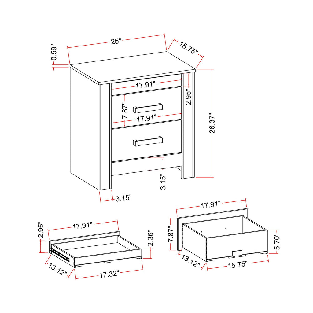 Lorenzo - Nightstand With Hidden Compartment And Handles - Silver by Unique Piece Furniture