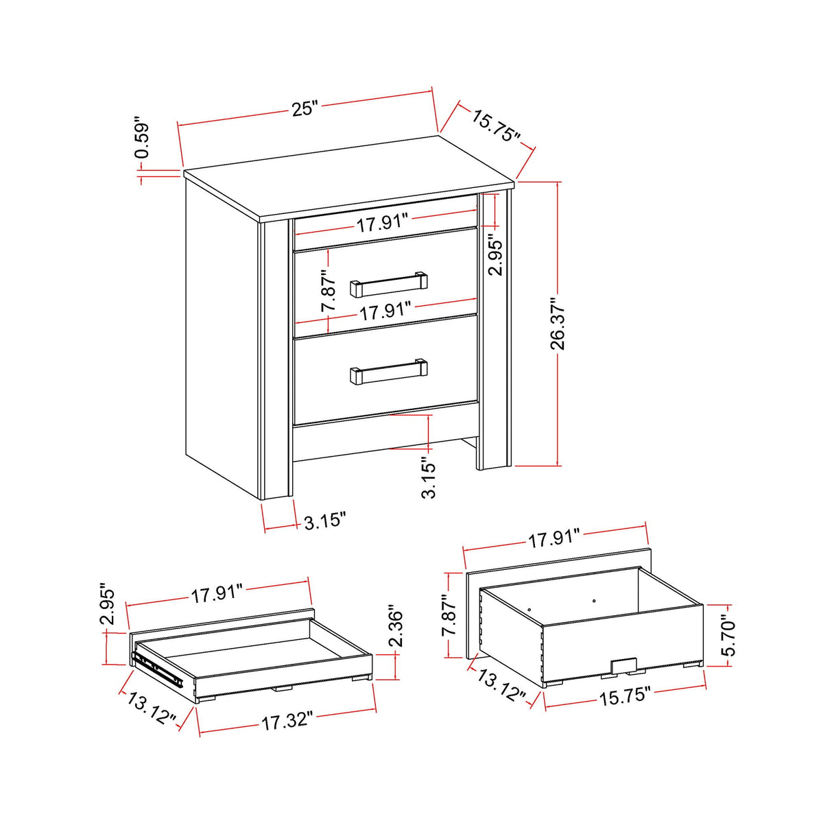 Lorenzo - Nightstand With Hidden Compartment And Handles - Silver by Unique Piece Furniture