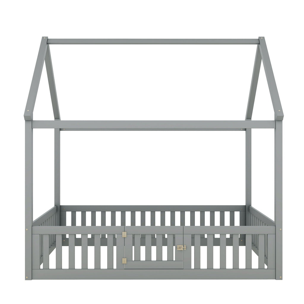 Wood House Bed With Fence And Door by Unique Piece Furniture